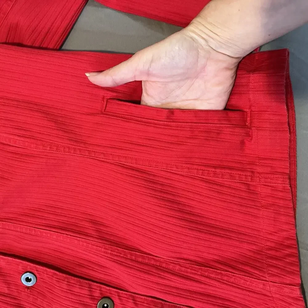 Coldwater Creek Denim Jacket Red Ribbed Women's 16 Button Front Stretch Western - Picture 8 of 10